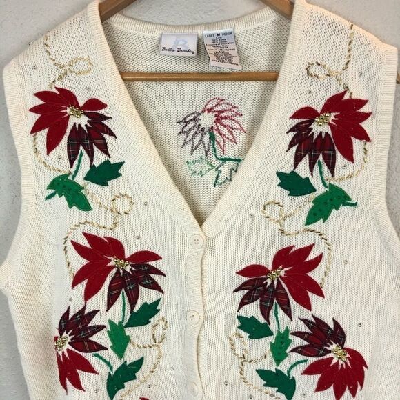 Bobbie Brooks Sleeveless Christmas Cardigan Size M - Picture 2 of 8
